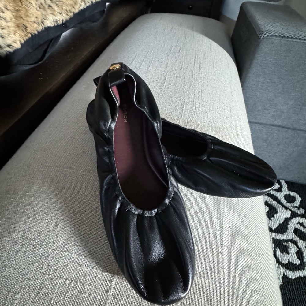 Tory Burch Black Leather Flats